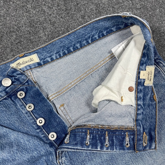Madewell Low Slung Straight Jean Button Fly Mid Wash Denim Womens Size 32 0833 - Picture 3 of 11